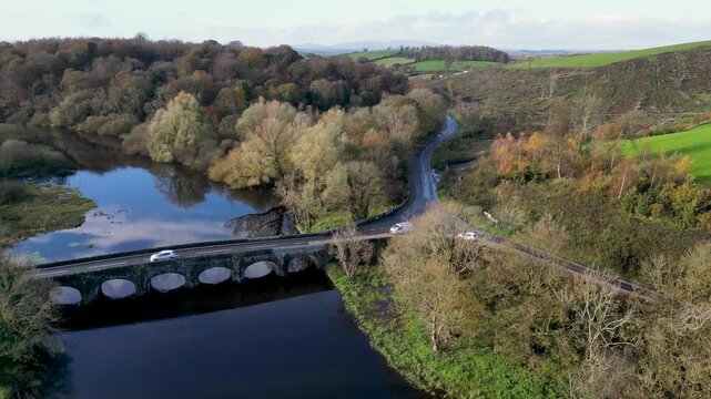 Drone footage of the Quoile River, Downpatrick, County Down.  Typical Irish rural river popular with walkers and fishermen.  Is known to be prone to flooding.