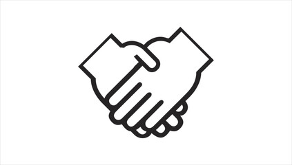 Obraz premium Simple black and white handshake illustration symbolizing partnership and agreement.