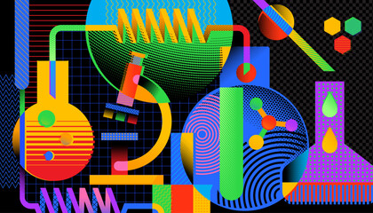 The  abstact colorful background of laboratory equipment for science lab and chemistry lab.
