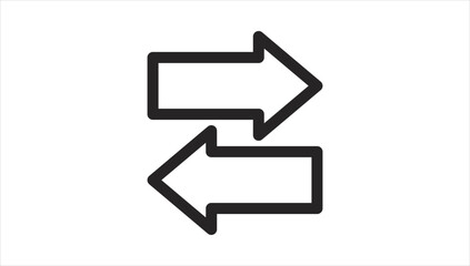 Two black arrows pointing in opposite directions on white background.