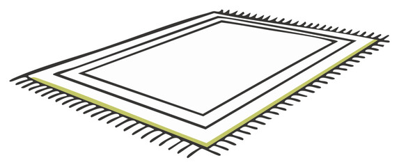 Obraz premium Isolated Rectangle Rug with Decorative Border and Fringe, Clean Graphic Style