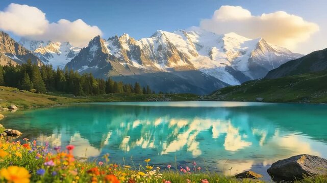 lac blanc mont blanc in summer landscape with alps france video