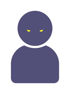 怖い顔で睨んでいる1人の人物のアイコン - 悪い人や正体不明の人物、犯人や犯罪のイメージイラスト