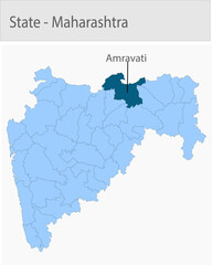 Obraz premium Amravati-Maharashtra_Map detailed map illustration graphic for educational reference, geographic visualization, design layouts, presentations, digital