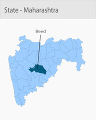 Fototapeta premium Beed-Maharastra_Map detailed map illustration graphic for educational reference, geographic visualization, design layouts, presentations, digital medi