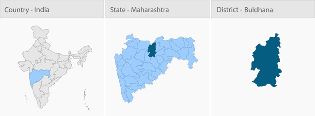 Buldhana_Map_Vector detailed map illustration graphic for educational reference, geographic visualization, design layouts, presentations, digital medi © @5pixel