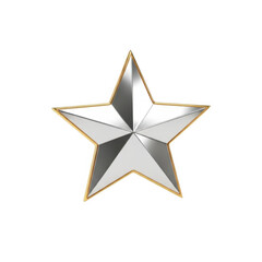 Obraz premium A shiny 3d golden star icon and five pointed metal shape isolated on a white background makes a festive Christmas decoration, holiday symbol, or shiny award medal for a celebration design