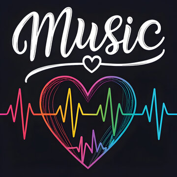 A medical cardiology illustration featuring a heart and heartbeat symbol where a pulse rate wave forms a graphic electrocardiogram line to represent health and love