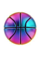 Obraz premium Vibrant holographic basketball with rainbow colors isolated on transparent background