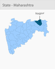 Fototapeta premium Nagpur-Maharashtra_Map detailed map illustration graphic for educational reference, geographic visualization, design layouts, presentations, digital m
