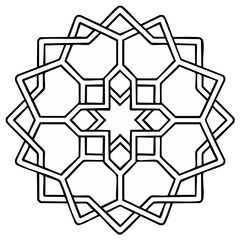 Intricate geometric Islamic star pattern design with symmetrical lines creating a complex mandala effect