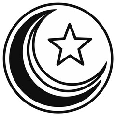 Obraz premium Islamic Crescent Moon and Star Symbol Outline Icon