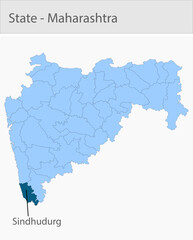 Fototapeta premium Sindhudurg-Maharashtra_Map detailed map illustration graphic for educational reference, geographic visualization, design layouts, presentations, digit