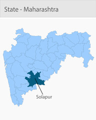 Fototapeta premium Solapur-Maharashtra_Map detailed map illustration graphic for educational reference, geographic visualization, design layouts, presentations, digital