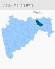 Obraz premium Wardha-Maharashtra_Map detailed map illustration graphic for educational reference, geographic visualization, design layouts, presentations, digital m
