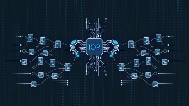 Input Output Processor Concept Circuit Board with I O P Central Processing Unit and Peripheral Devices Connection