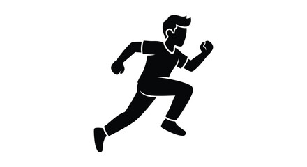 A dynamic figure running forward captured as a striking black silhouette © MdAbulBasher