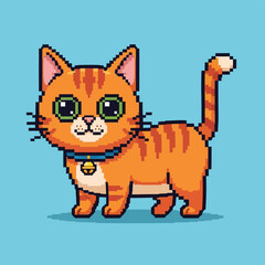 Orange Tabby Cat Pixel Art.