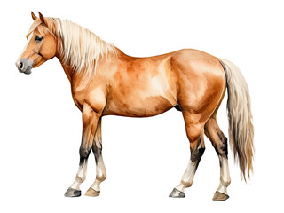 Naklejka premium A close-up shot of a brown horse standing on a white surface, with a calm and serene expression