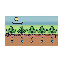 Plants Growing in Soil with Water Droplets.