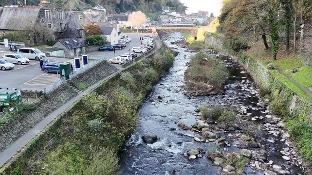 Aerial view of Lynmouth in Devon, UK.