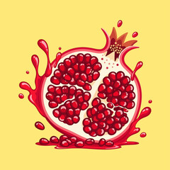 Pomegranate Fruit Cut Open Juicy.