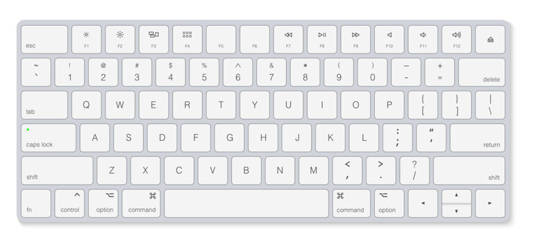 Light Gray Wireless Keyboard Layout | Minimalist Computer Keys Vector