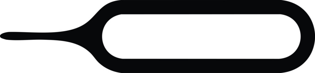 Black SIM Card Eject Tool Outline with Rounded Rectangle Shape and Pointed Handle Isolated on White