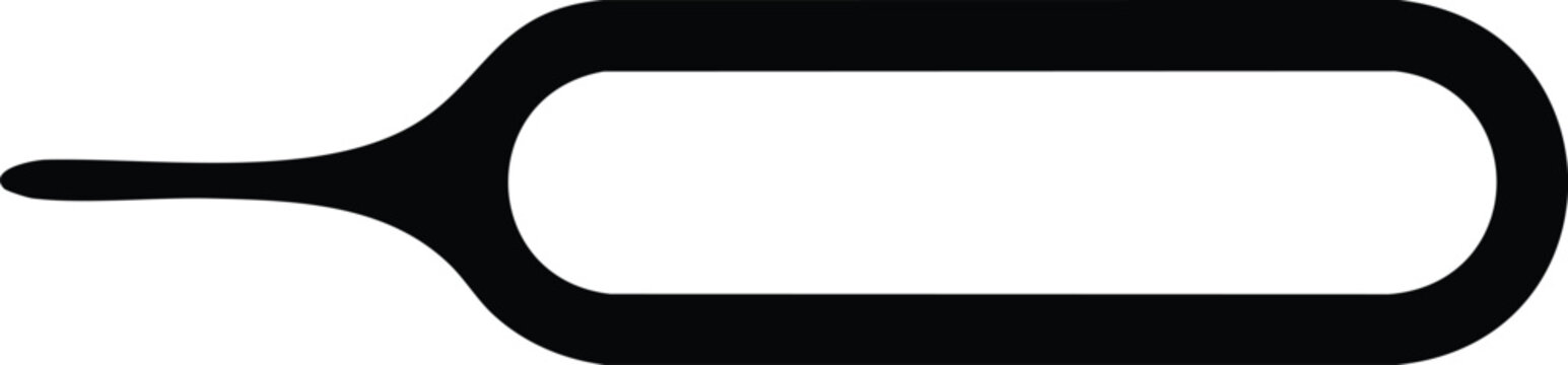 Black SIM Card Eject Tool Outline with Rounded Rectangle Shape and Pointed Handle Isolated on White