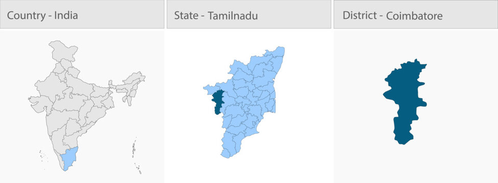 Coimbatore_Map_Vector detailed map illustration graphic for educational reference, geographic visualization, design layouts, presentations, digital me