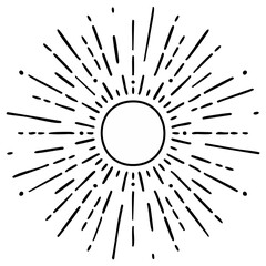 Obraz premium Stylized sunburst with radiating lines and dots in a hand drawn style