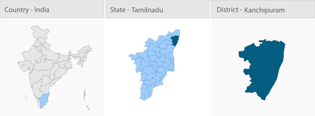 Kanchipuram_Map_Vector detailed map illustration graphic for educational reference, geographic visualization, design layouts, presentations, digital m © @5pixel