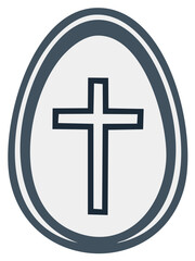 Fototapeta premium Easter egg with religious cross icon: Simple, minimalist Christian Easter symbol