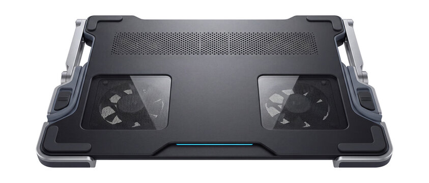 Height-adjustable cooling platform with multiple fan speeds and cable management slots