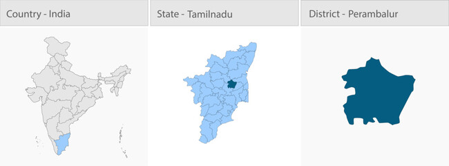 Perambalur_Map_Vector detailed map illustration graphic for educational reference, geographic visualization, design layouts, presentations, digital me © @5pixel