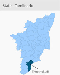 Fototapeta premium Thoothkudi-Tamil_Nadu_Map detailed map illustration graphic for educational reference, geographic visualization, design layouts, presentations, digita