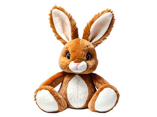 Obraz premium A small, cuddly brown rabbit sits on a white surface, perfect for storytelling or as a decorative item