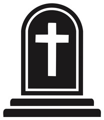 Obraz premium Tombstone Featuring a Christian Cross in Minimalist Black and White Style for Cemeteries or Religious Contexts