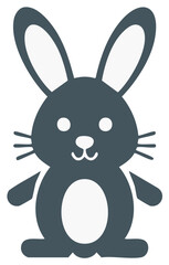 Fototapeta premium Vector illustration of a stylized grey rabbit, bunny character, simple graphic animal icon