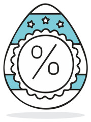 Obraz premium Decorated Easter egg with a percent sign for holiday sales and seasonal shopping promotions