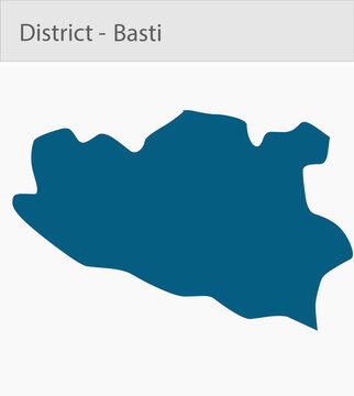 Basti_Map_UP_state detailed map illustration graphic for educational reference, geographic visualization, design layouts, presentations, digital media