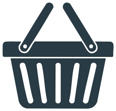 Flat design shopping basket vector icon for online store add to cart button and web interface
