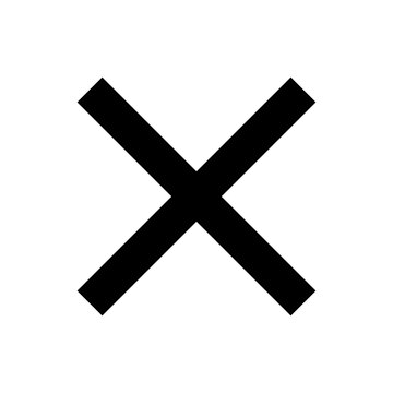 Bold black cross sign. X. Square. Isolated on a transparent background.
