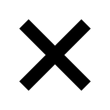 Extra bold black cross sign. X. Square. Isolated on a transparent background.