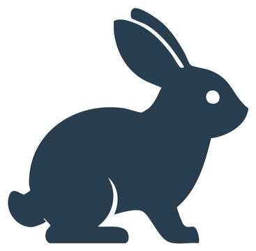 Simple Silhouette of a Rabbit Animal Graphic Icon on Plain Background, Cute Wildlife Creature Symbol