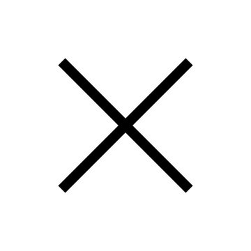 Regular black cross sign. X. Square. Isolated on a transparent background.