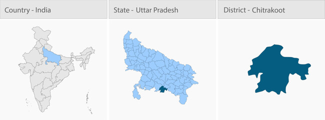 Chitrakoot_Vector_Map_UP_state detailed map illustration graphic for educational reference, geographic visualization, design layouts, presentations, d © @5pixel