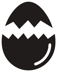Obraz premium Black and white illustration of cracked eggshell, symbol of new life and beginning