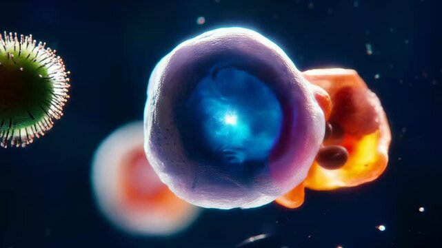 Explore the inner world of cells and microorganisms in a close-up look at their structures and functions in a scientific setting