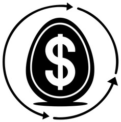 Obraz premium Dollar Sign Egg Symbol with Circular Arrows Indicating Return or Investment